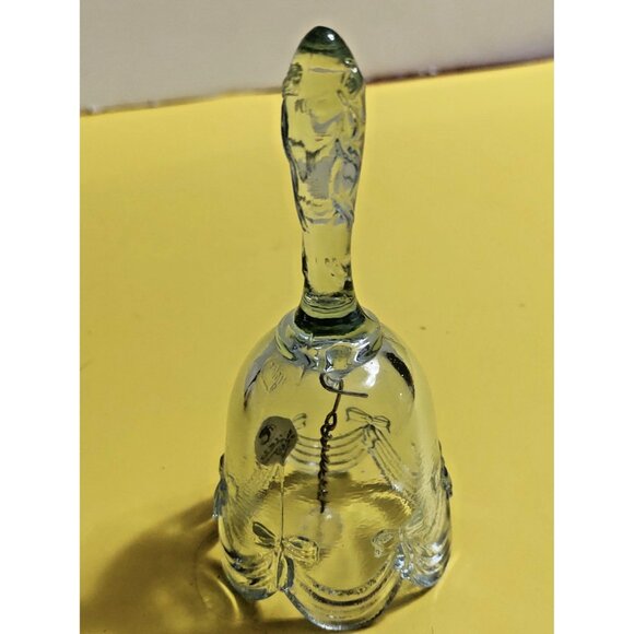 Vintage Fenton Lilac Tinted Glass Drapery Bell w/ Label 4.25" x 2.3" x 2" - Picture 9 of 9